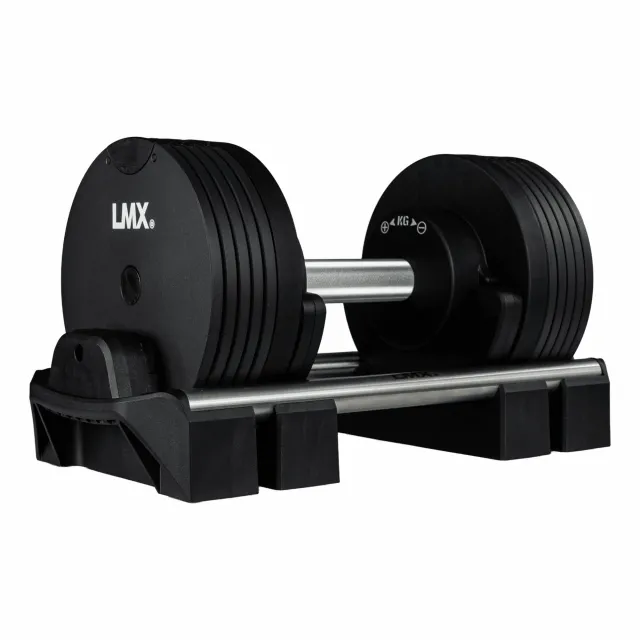 LMX. Adjustable dumbbell justerbar håndvægt 2-24/32/40 kg inkl. holder til home gym og fitnesscenter