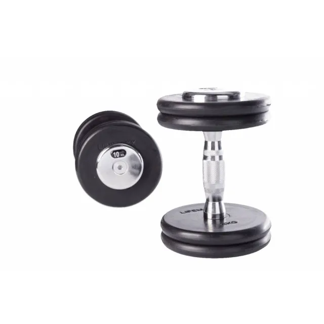 Lifemaxx Contoured Håndvægt 38 kg - Stålstang med 145 mm greb, contour og riflet overflade - Kompakt hoved belagt med slidstærkt gummi